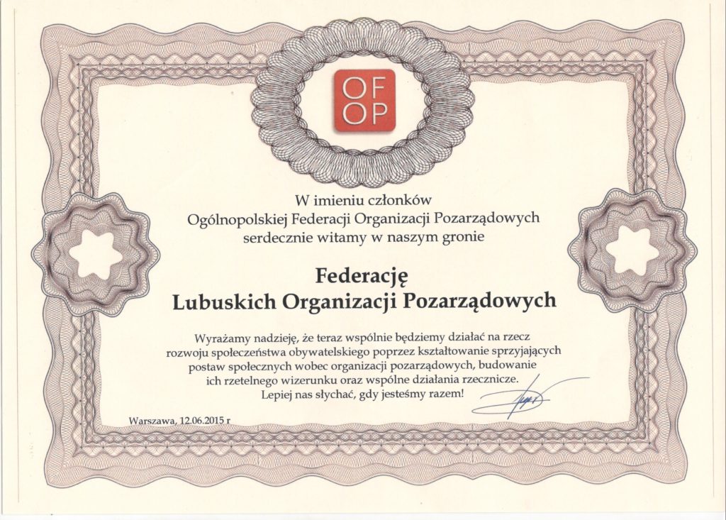 OFOP certyfikat